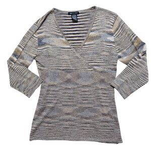 Shimmer silk blend faux wrap sweater blouse size large excellent condition